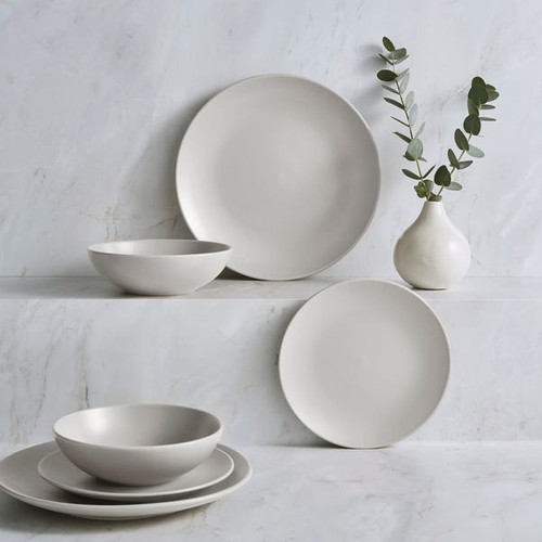 Stoneware piece dinner set - stoneware, 12