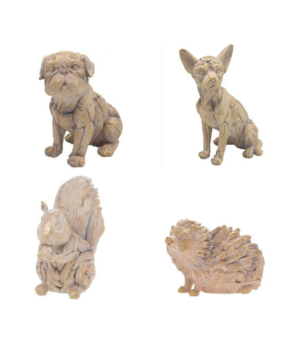 New driftwood dog pug resin - driftwood,