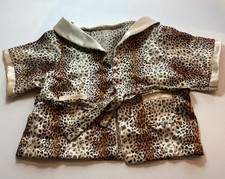 Vintage Bear Factory Leopard Animal Print Dressing Gown Bath Robe Tie Belt Silky