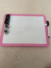 Small Pink Whiteboard with Pen, Rubber, Magnetic Pegs & Magnets