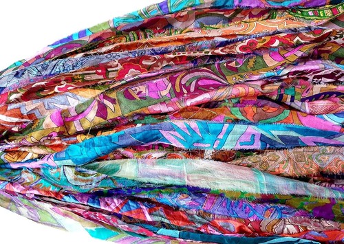 Ind vintage silk sari ribbon - sari,