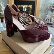 Unbranded Platform Shoes Size 6 Dark Red Patent Leather New