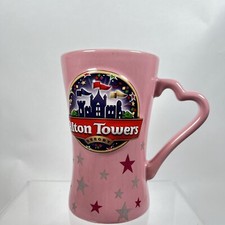 Alton Towers Resort Pink Mug 3D Love Heart Handle Souvenir 2012 Coffee Cup Mug
