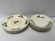 Adams Titian Ware - Vintage Hand Painted. Fruits design. 4x plate 6x saucer. 