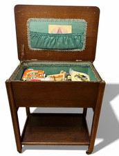 Vintage Oak Sewing Box Trolley