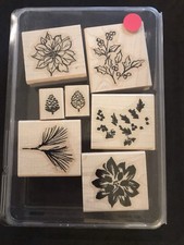Christmas Watercolour Winter foliage Stampin' Up! wood mounted rubber stamp set