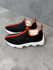 Hermes Eclair Knit Sneakers Shoes Fabric Black / Orange JEa88