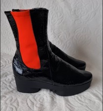 Womens Arche Black Leather Platform Ankle Boots Size 40 (7 Uk)