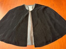 Vintage Girls Black Velvet Laura Ashley Cape Cloak Shrug Size Medium
