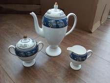 Wedgewood Blue Siam Coffee Pot, Sugar Bowl, Milk Jug