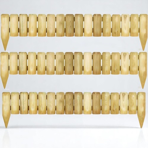 Wooden log border fence - log,