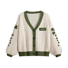 Evermore Cardigan Taylor Version Green Vine Embroidered Button Down Cable