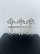  Wrought iron wall coat Hooks Decorated White Rustic approx 11 inches x 7 inches