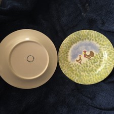 2x RARE BEN THOMAS POTTERY  Porcelain Side Sandwich Desert Plates Chicken Hen