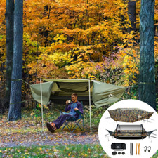 Night Cat Flat Lay Hammock Tent,3 in 1 Function Waterproof Rainfly Storage Room