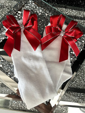 ❤️Girls Spanish Glitter Trim Satin Bow Long KNEE High Socks School   ❤️