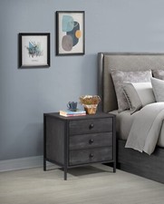 Black Bedside Table 3 Drawer