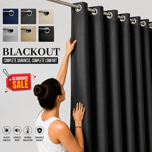 Blackout curtains pair eyelet - blackout,