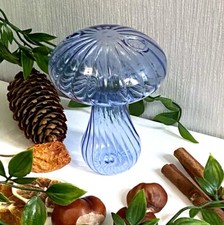 BLUE GLASS MUSHROOM BUD VASE
