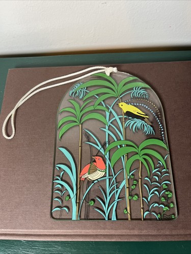 Glass tropical birds palm - glass,