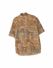 SEIDENSTICKER Mens Short Sleeve Shirt Size 39 Medium Beige Floral AH05