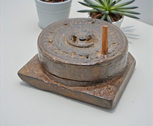 Antique wooden grain grinder - antique,