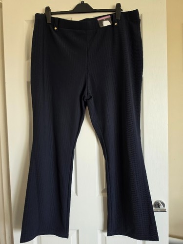 Ladies navy ribbed - , straight