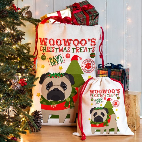 Pug christmas sack - pug,