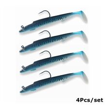4Pcs Eel Sea Bass Soft Silicone T-tail Lead Head Fishing Lures Baits 15cm 30g