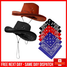 Cowboy Hat & Paisley Bandana Set – Western Fancy Dress Costume Accessory