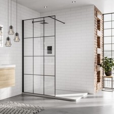 Black Grid 8mm Wetroom Glass