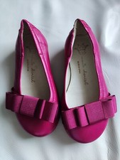 Marie Chantal pink Leather Toddler Shoes Size 22,  Silk Trim Slip on Ballerina 
