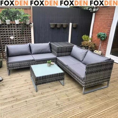Grey patio rattan - corner, sofa