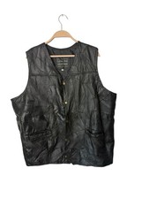 Italian Stone Mens Leather Vest XXXL Black Navarre Leather Patchwork Bike