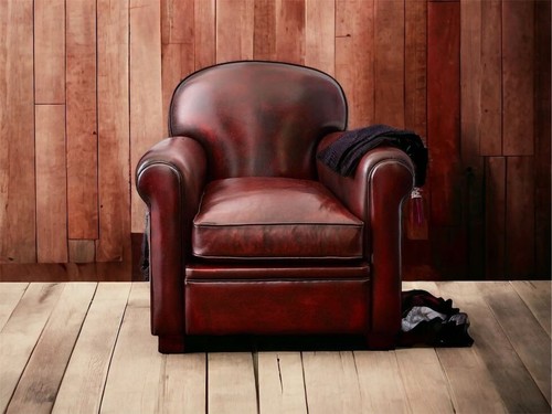 Leather armchair with extra - leather,