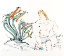 HUGE - SIGNED GERALD SCARFE HERCULES WALT DISNEY Pink Floyd drawing cel PRINT