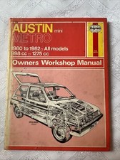 Haynes Owners Workshop Manual Austin Metro 1980-1982 All Models 998cc -1275cc 