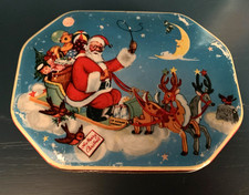 vintage sweet tin Christmas/ santa and reindeer  tin