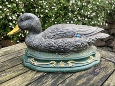 Large Cast Iron Wright Duck Door Stop Decorative Mallard Cold Painted Steel 15"