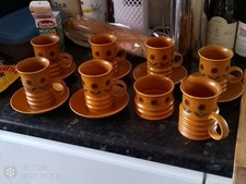 6 Carlton Ware Coffee Cups, Sugar Bowl And Cream Jug,