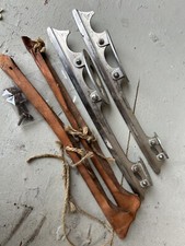 Antique Vintage Ice Skate Boot Steel Blades & Leather Blade Protectors & Screws