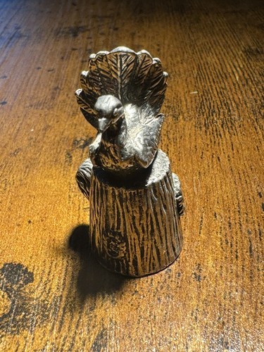 Vintage pewter peacock thimble