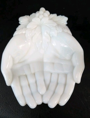 Vintage milk glass open hands - milk,