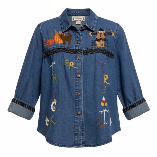Tantrums denim halloween shirt - tantrums,
