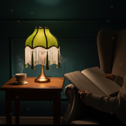 Bell shape velvet - tassel, lamp
