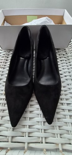 Black suede effect pointed toe - black,