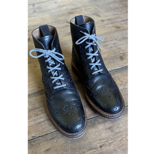 Grenson black leather brogue - black,