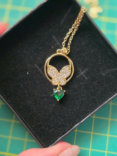 Butterfly necklace with - with, green