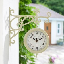 York Station Wall Mounted Clock & Thermometer Double Sided Home Garden Decor