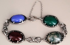 A Good Antique Victorian Silver Scottish Agate Bracelet. xcod.